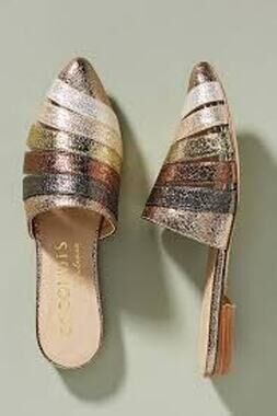 Anthropologie Coconuts by Matisse Wild One Metallic Slides Size 8 Closed Toe
